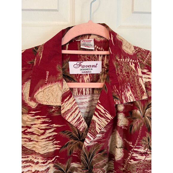 Favant  Hawaiian Short Sleeve Shirt Button Down Tropical Palm Trees Island XXL - Picture 2 of 7
